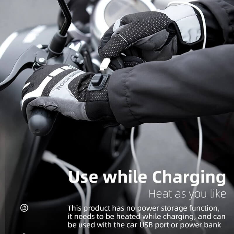 ROCKBROS USB Heated Gloves Windproof Cycling Gloves SBR (5)