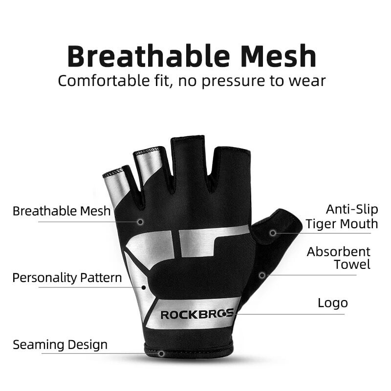 ROCKBROS Fingerless Gloves Men’s Shockproof Wear Resistant (4)