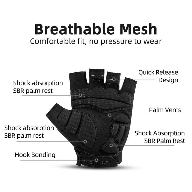 ROCKBROS Fingerless Gloves Men’s Shockproof Wear Resistant (5)