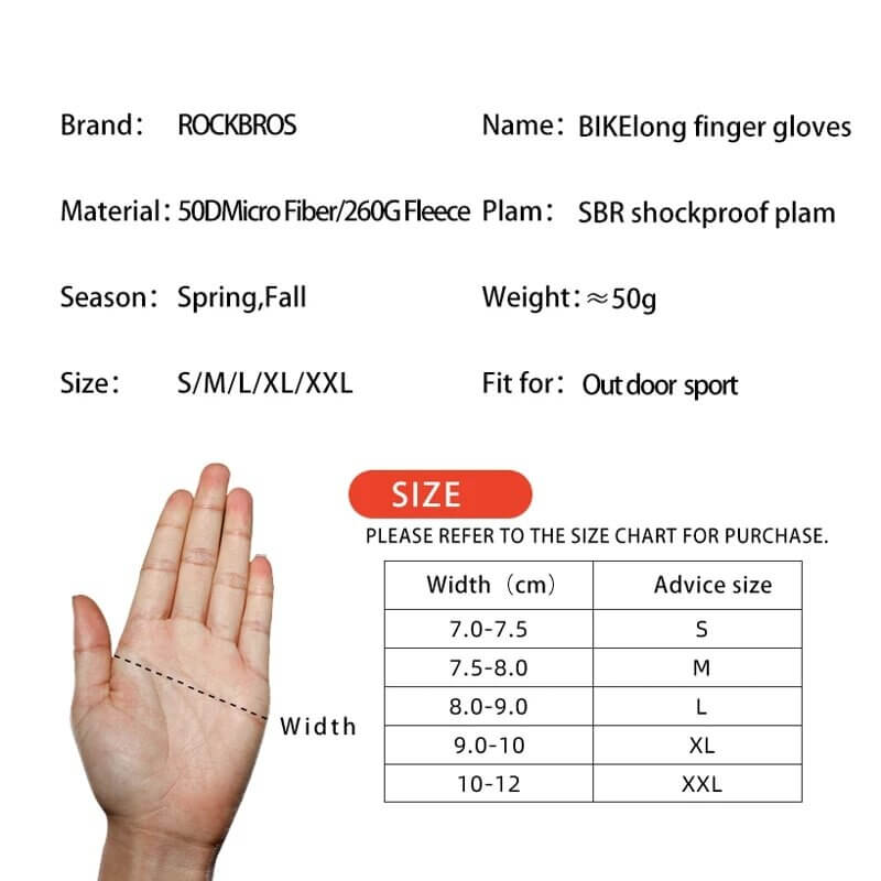 ROCKBROS Full Finger Cycling Gloves Breathable Lengthen MTB (2)