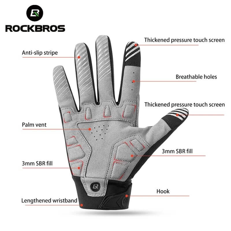 ROCKBROS Full Finger Cycling Gloves Breathable Lengthen MTB (3)