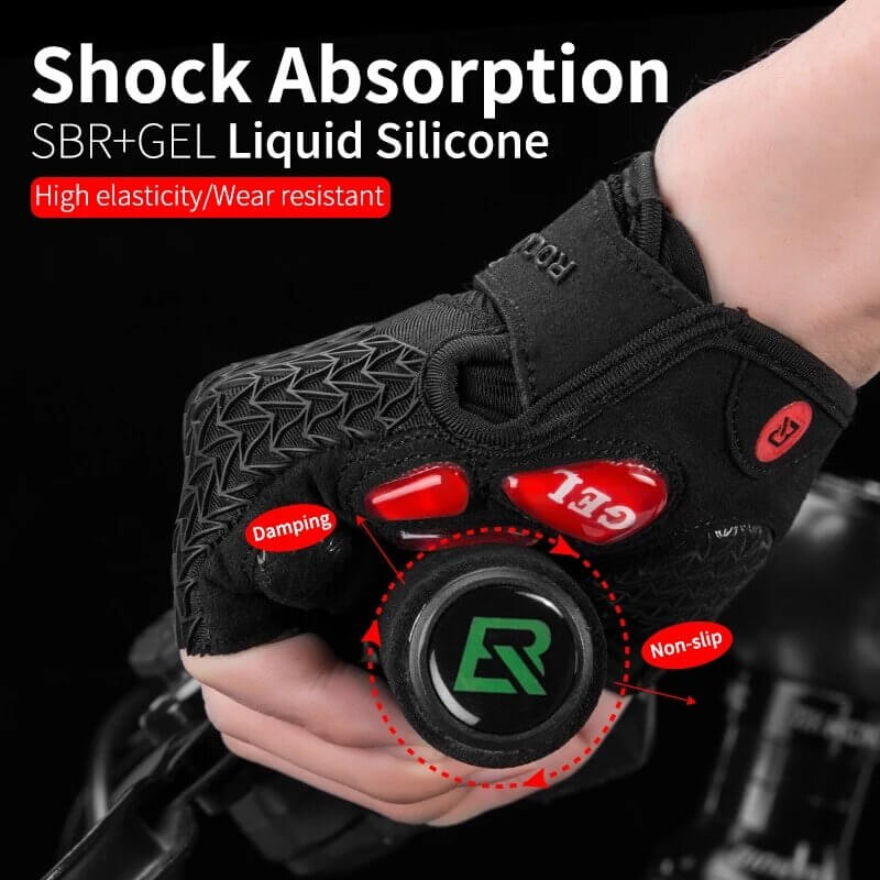 ROCKBROS Half Finger Gloves Mittens SBR GEL Pad Shockproof (3)
