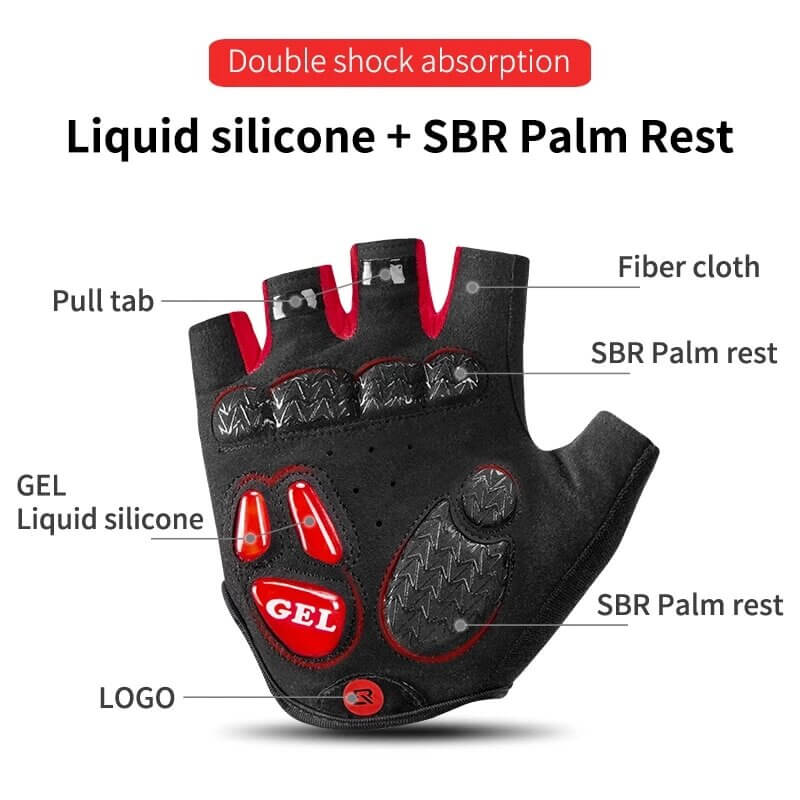 ROCKBROS Half Finger Gloves Mittens SBR GEL Pad Shockproof (5)