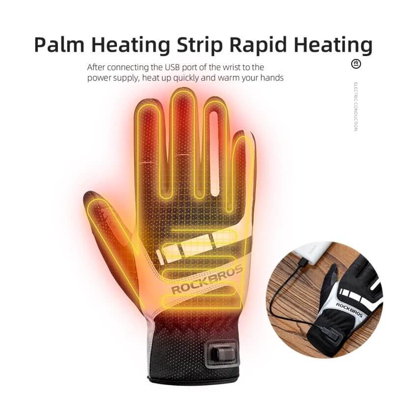 ROCKBROS USB Heated Gloves Windproof Cycling Gloves