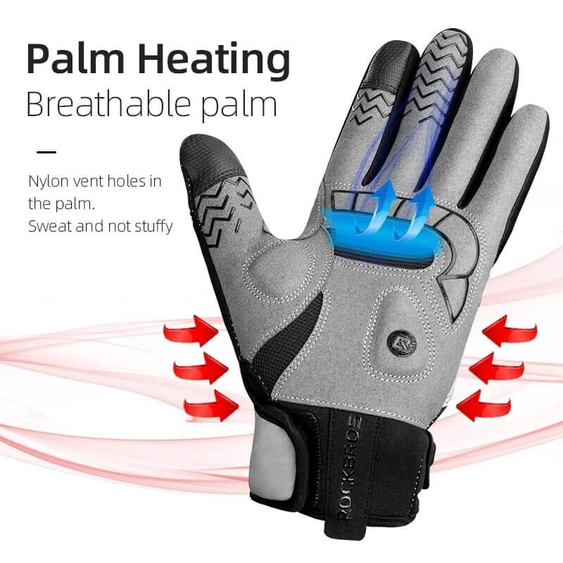 ROCKBROS USB Heated Gloves Windproof Cycling Gloves SBR (6)