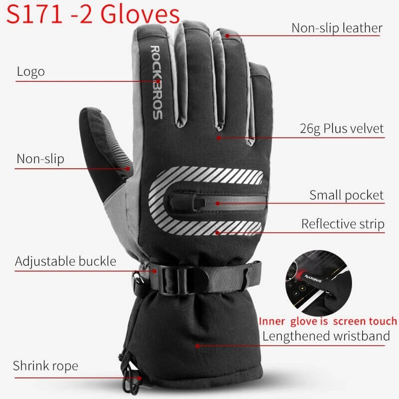 ROCKBROS Winter Cycling Gloves Heated Gloves For Skiing (3)