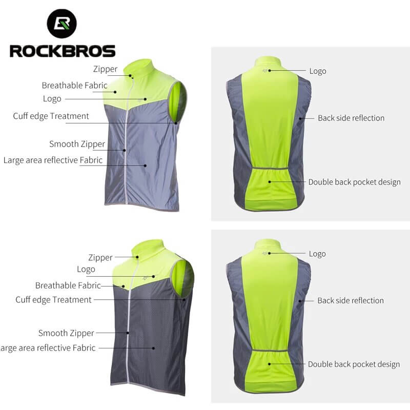 ROCKBROS Reflective Cycling Vest Outdoor Running Safety Jersey (3)