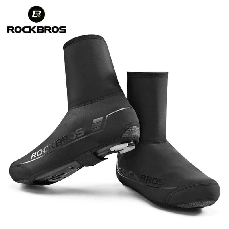 ROCKBROS Winter Cycling Shoe Cover Warm Windproof PU Protector Black Overshoes 